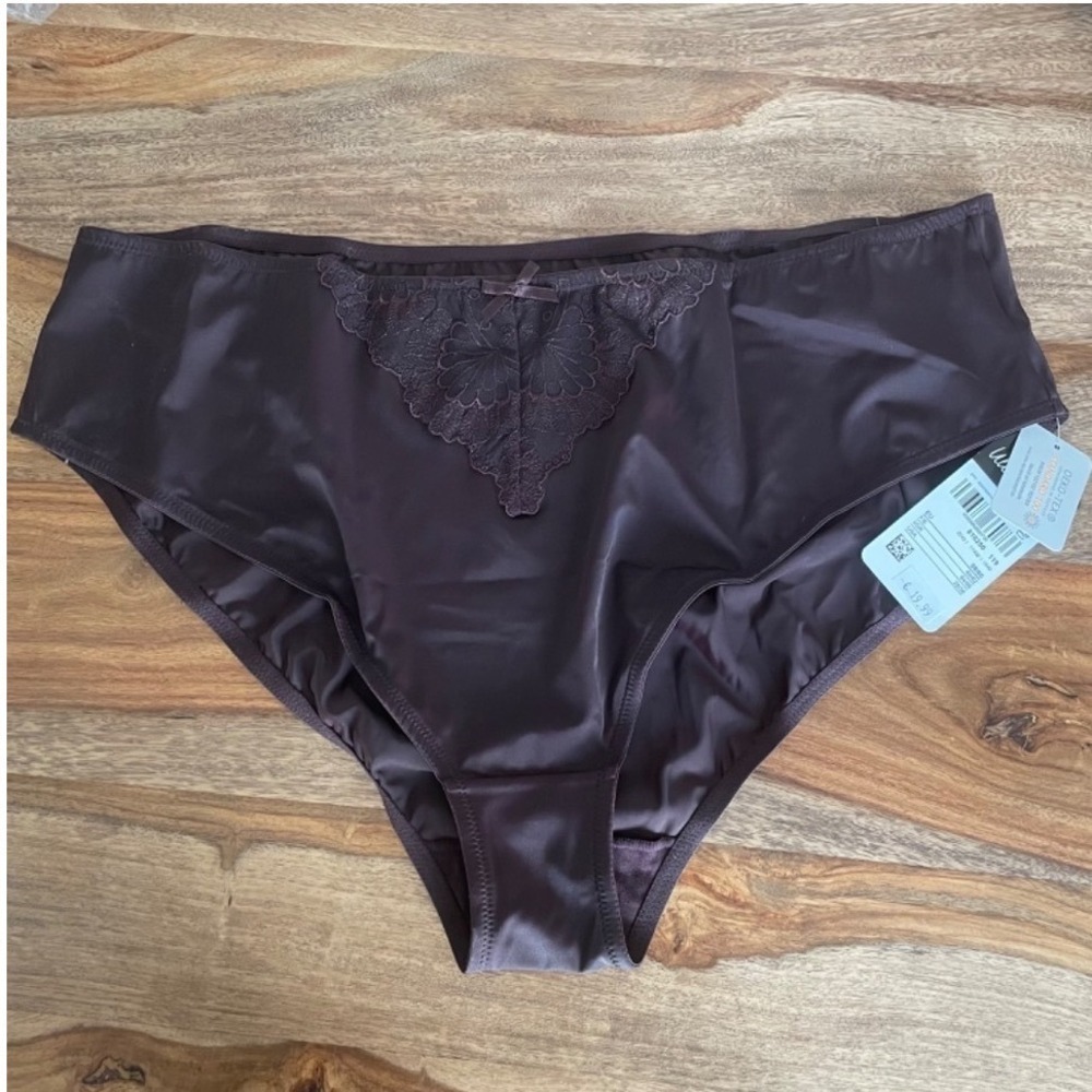 Ulla Popken Briefs Lace Inset‎ 28/30 Dark Brown High Waist Panties NEW